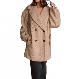 NEW FREE PEOPLE ari wool peacoat in tan